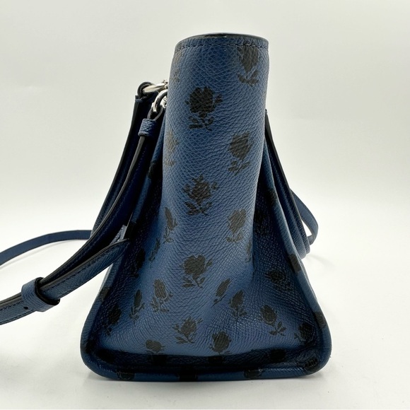 Coach Mini Crosby Carryall in Printed Crossgrain Leather 34774 Blue Black Flora - Picture 6 of 13